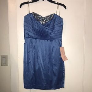Blue Sequined Strapless Mini-dress NWT